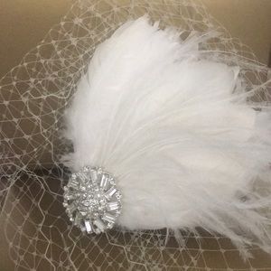 Ivory Feather Headpiece and Birdcage